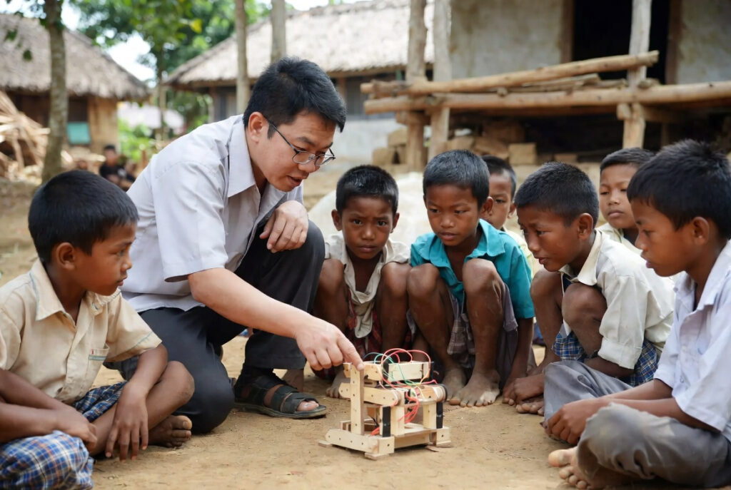 village teacher coaching students-2